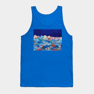 Ice, in shades of blue, pink, gold and red Tank Top